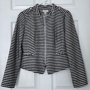 LOFT Ann Taylor Women Black & Tan Stripped Blazer, size medium